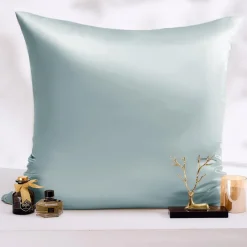 Vielit Satin Kissenbezug 80x80 cm (2er Set) in Grün inkl. 2 Haargummis