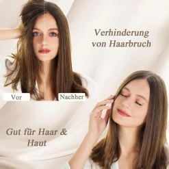 Vielit Satin Kissenbezug 65x65 2er Set mit 2 Haargummis, Braun & Rosa Taupe