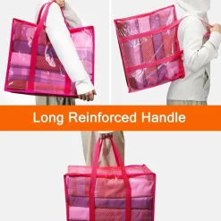 Vieshful 3er Aufbewahrungstasche 40L, faltbare Unterbettbox aus Vinyl, Rosa