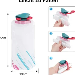 VIEVRE 4 Stück Faltbare Trinkflasche 700ML, Wiederverwendbare, BPA-Frei, für