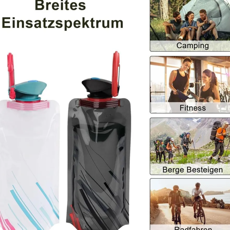 VIEVRE 4 Stück Faltbare Trinkflasche 700ML, Wiederverwendbare, BPA-Frei, für