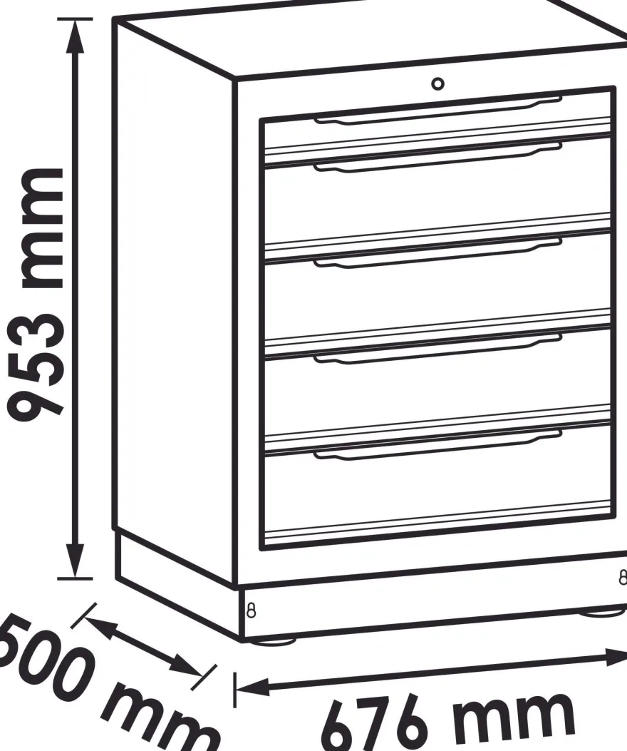 VIGOR Schubladen-Unterschrank 5 Schubladen 676 mm V6000-031 L x B x H: 676 x 500