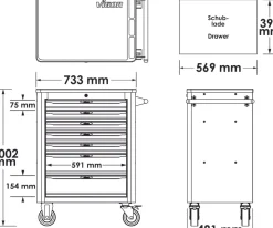 VIGOR Werkstattwagen Series L leer V1901-X L x B x H: 723 mm x 459 mm x 1002 mm