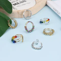 VIKY 7 Stück Anti Stress Ring Set, Bunte Angst Spinning Damen