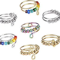 VIKY 7 Stück Anti Stress Ring Set, Bunte Angst Spinning Damen
