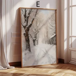 Vintage Botanik & Porträt Poster · Geschenkidee · Frauen Winterlandschaft Blu