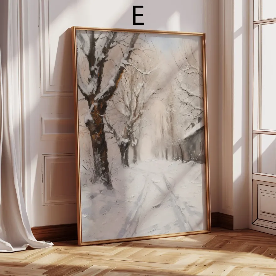 Vintage Botanik & Porträt Poster · Geschenkidee · Frauen Winterlandschaft Blu
