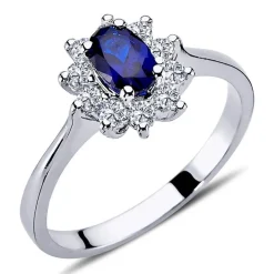 Vintage Style Diamant Saphir Entourage Ring ?n 14 Karat Weißgold