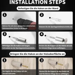 Vista Kleiderhaken, 6er Pack, SUS304 Edelstahl, Wandhaken Silber, Heavy Duty
