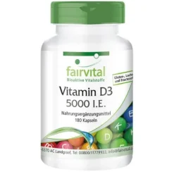 Vitamin D3 5000 I.E. 180 Kapseln, Cholecalciferol hochdosiert MHD 2/2027 fairvital