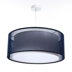 ViVenti Hängeleuchte Becher weiß 50cm Marineblau, Weiß