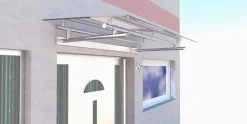Vordach aus Edelstahl Modell Elegance mit VSG-TVG Türvordach Wetterschutz Überdachung