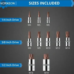 Vorxeon XZN Innenvielzahn Bit-Steckschlüsselsatz M4-M18, 10-teilig, 3