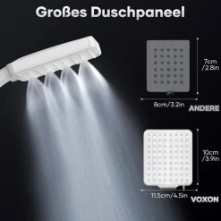 VOXON Duschkopf mit 1,8m Schlauch, Handbrause Wassersparend Hochdruck mit 6