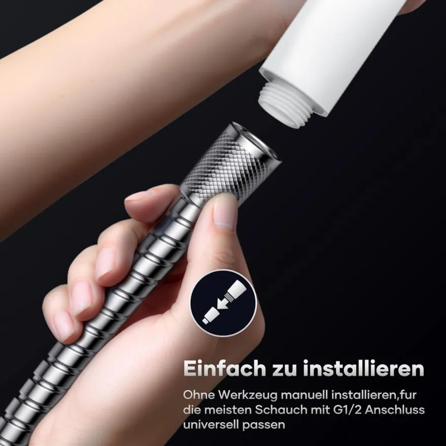 VOXON Duschkopf mit 1,8m Schlauch, Handbrause Wassersparend Hochdruck mit 6