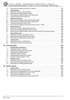 VW Passat CC 35 12-16 4-cyl 1.4l petrol engines 125-150 hp repair workshop eBook