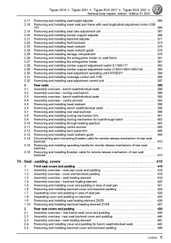 VW Tiguan AD AX (16>) general body repairs interior repair workshop manual pdf