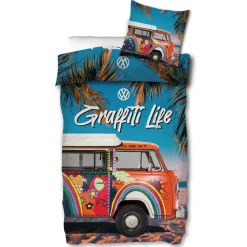 VW Volkswagen Bulli Graffiti Life Bettwäsche Linon / Renforcé 185
