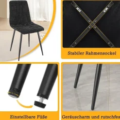 Wafting Esszimmerstühle 8er Set, Gepolsterte Stühle mit Hoher Rückenlehne und