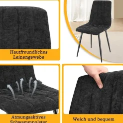 Wafting Esszimmerstühle 8er Set, Gepolsterte Stühle mit Hoher Rückenlehne und