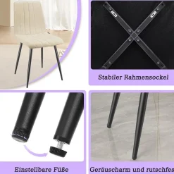 Wafting Esszimmerstühle 8er Set, Gepolsterte Stühle mit Hoher Rückenlehne und
