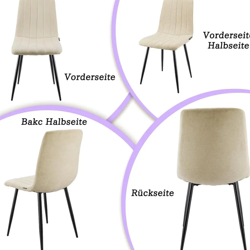 Wafting Esszimmerstühle 8er Set, Gepolsterte Stühle mit Hoher Rückenlehne und