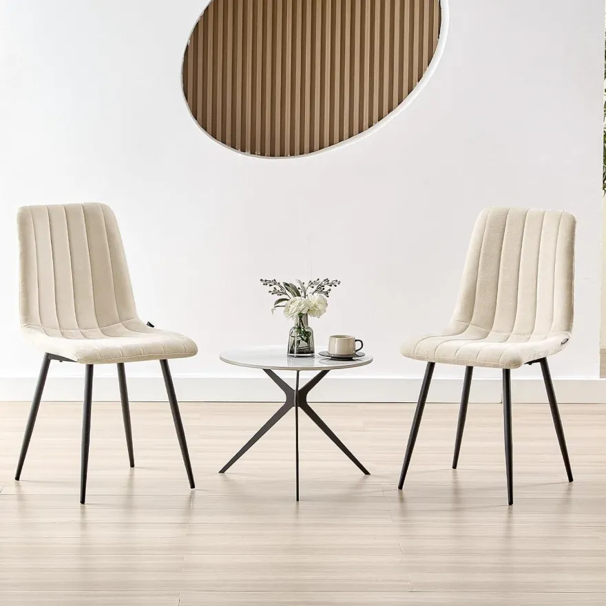 Wafting Esszimmerstühle 8er Set, Gepolsterte Stühle mit Hoher Rückenlehne und
