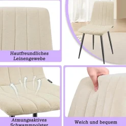 Wafting Esszimmerstühle 8er Set, Gepolsterte Stühle mit Hoher Rückenlehne und