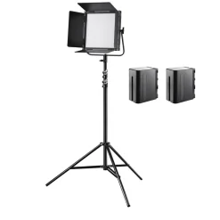 Walimex pro Soft LED Brightlight 520 Bi Color Flächenleuchte Set 40W Stativ Akku