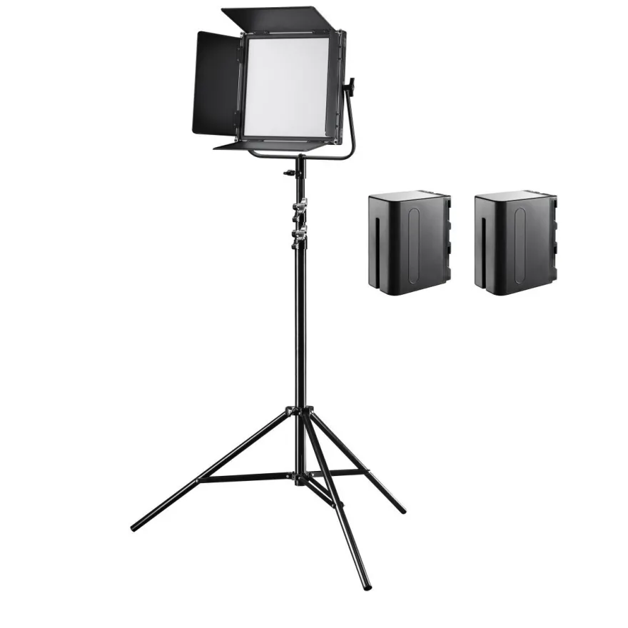 Walimex pro Soft LED Brightlight 520 Bi Color Flächenleuchte Set 40W Stativ Akku