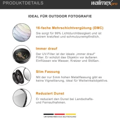 Walimex pro UV-Filter Slim Super DMC 58mm 16x Super DMC Vergütung mit Box