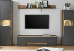 Wandboard Wandregal Bücherregal Paneel mit Ablage grau Eiche Wotan 170 cm Center