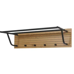Wandgarderobe HWC-N78, 2 Stangen 4 Haken skandinavischer Stil Metall Holz Melamin MVG