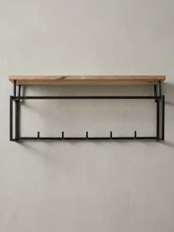 Wandgarderobe Mango Massivholz Metall Modern 71x29x20cm mit Ablage und Kleiderstange