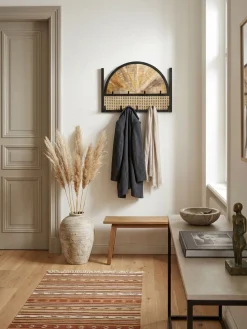 Wandgarderobe Mango Massivholz Rattan Metall Modern