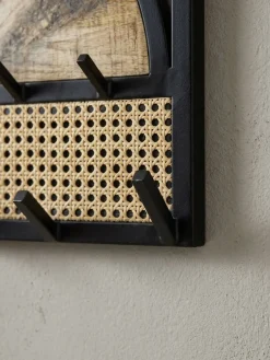 Wandgarderobe Mango Massivholz Rattan Metall Modern