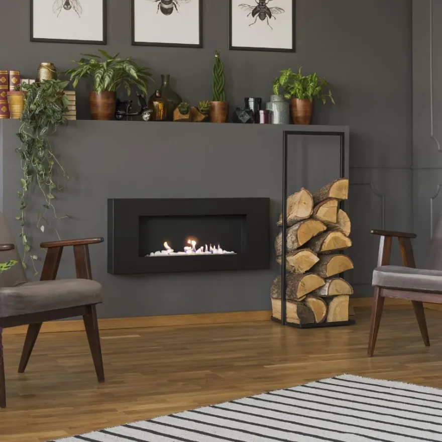 Wandkamin Bioethanol DELTA FLAT TÜV schwarz