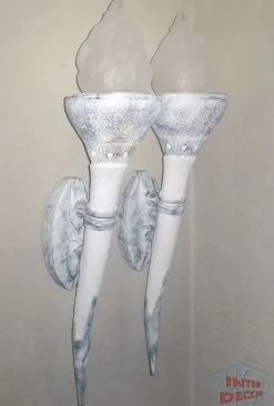 Wandlampe Wandfackel Ägyptische Fackel Wandleuchte Set 2 x Lampe Kunstharz 75 cm