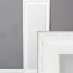 Wandspiegel COPIA 140x50cm Pur-Weiß Spiegel Barock Holzrahmen Facette