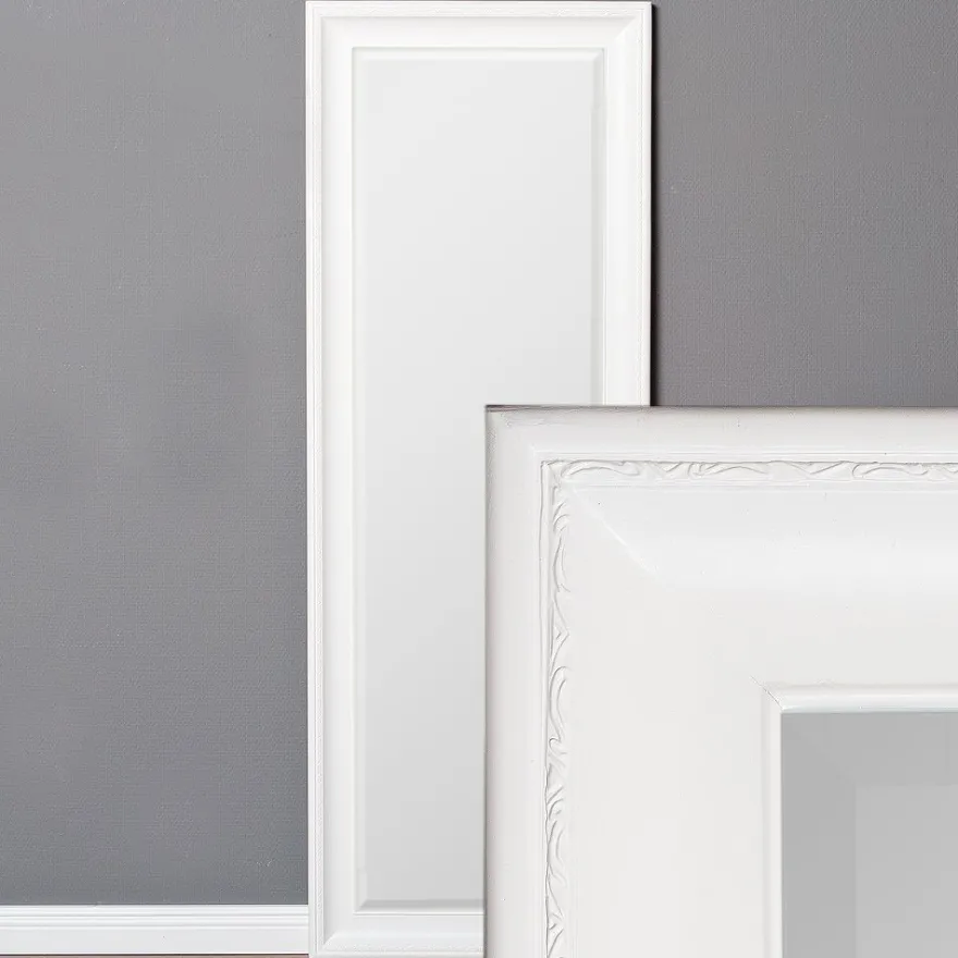Wandspiegel COPIA 140x50cm Pur-Weiß Spiegel Barock Holzrahmen Facette