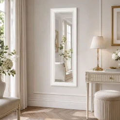 Wandspiegel COPIA 140x50cm Pur-Weiß Spiegel Barock Holzrahmen Facette