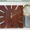 Wanduhr gro? Holz SUN [HANDGEFERTIGT] 29x29 Eiche Massiv Ger?uschlos Wohnzimmeruhr