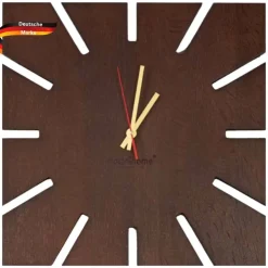 Wanduhr gro? Holz SUN [HANDGEFERTIGT] 29x29 Eiche Massiv Ger?uschlos Wohnzimmeruhr