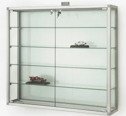 Wandvitrine hängend Sammler beleuchtet 100 cm Schloss Profil gerundet Spiegel