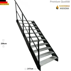 Wangentreppe Geländer 11 Stu. Wangen und Geländer Pulverlackiert H:209cm