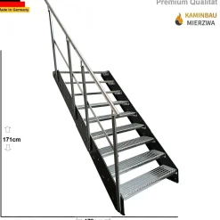 Wangentreppe Geländer 9 Stu. Wangen Pulverlackiert H:171cm