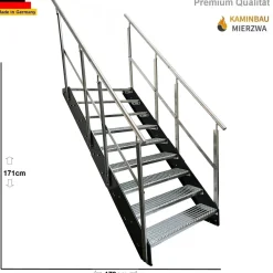 Wangentreppe Geländer 9 Stu. Wangen Pulverlackiert H:171cm