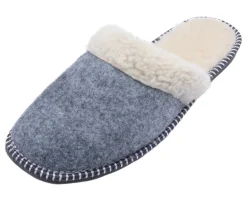 Warme Filzpantoffeln mit Lammwolle Wollfilz Hausschuhe Latschen Schafwolle Grau 05