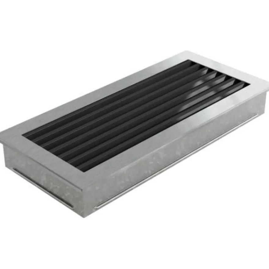 Warmluftgitter Ofen 17x37 cm Edelstahl gebürstet Kaminofen Kamin Heizeinsatz