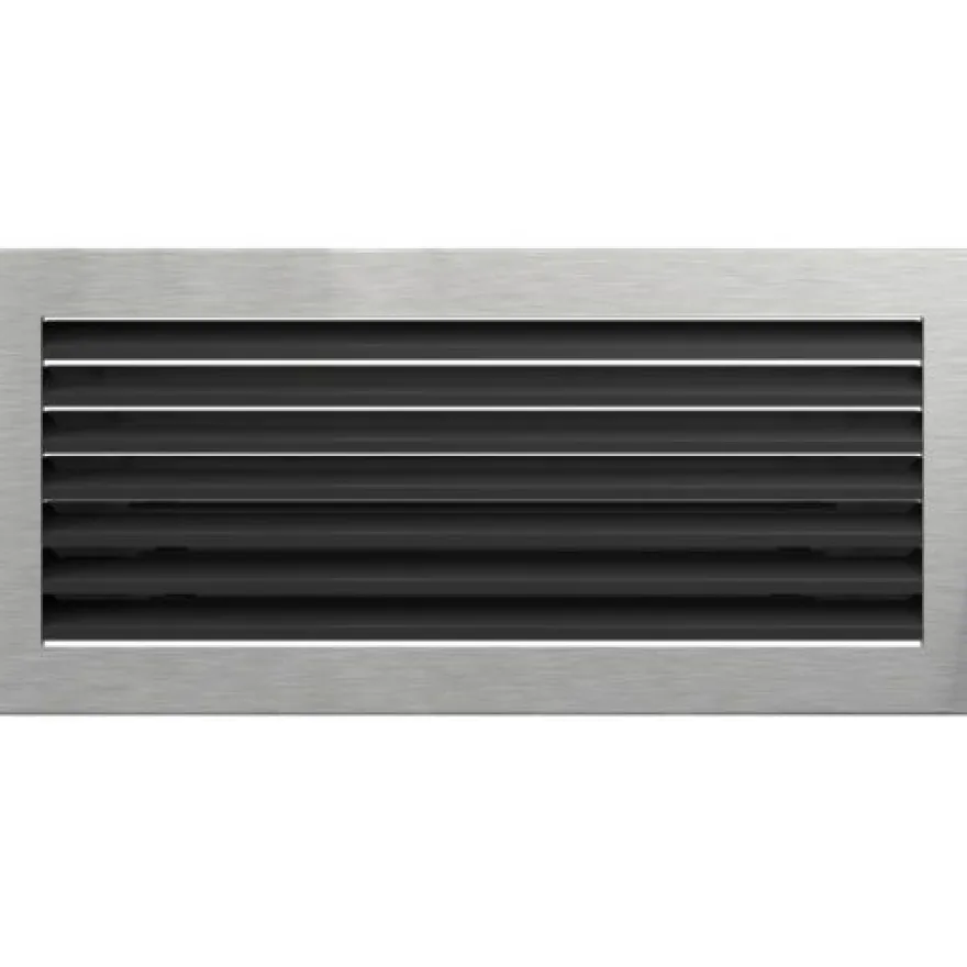 Warmluftgitter Ofen 17x37 cm Edelstahl gebürstet Kaminofen Kamin Heizeinsatz